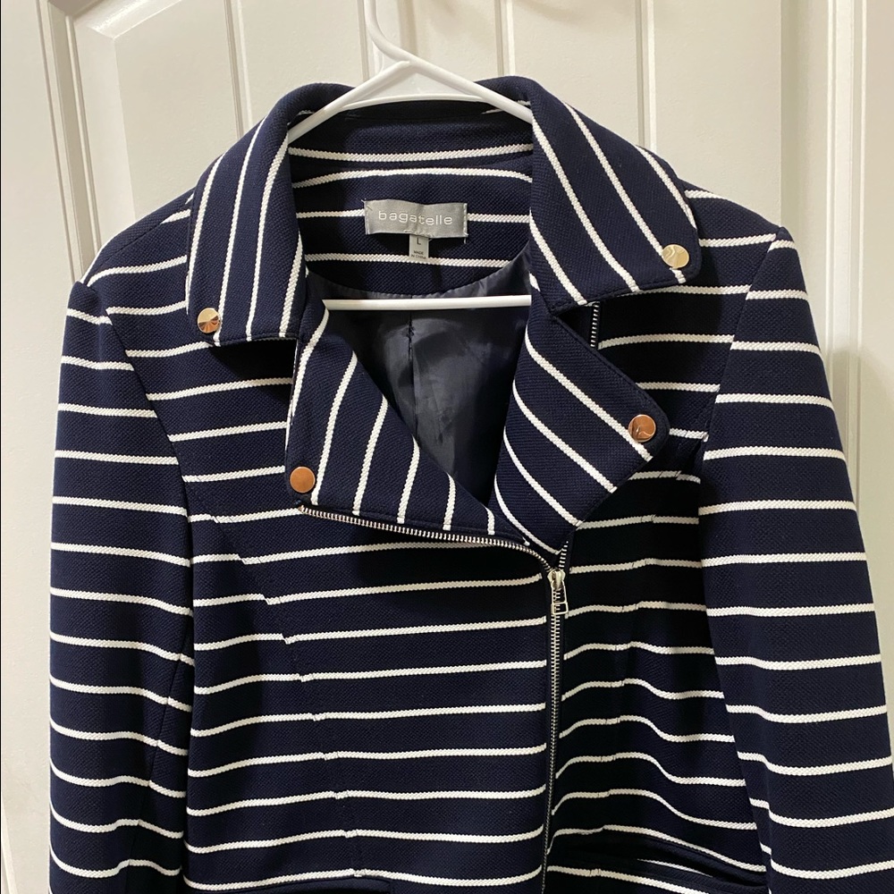 Bagatelle striped biker jacket